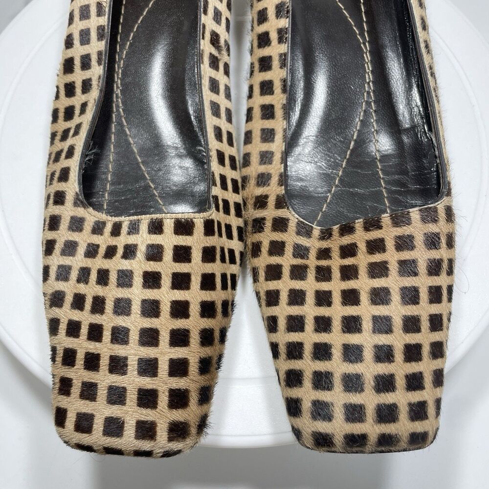 KATE SPADE Made in Italy Checkerboard Calf Hair Square Toe Block Heels 8.5B - Picture 6 of 9